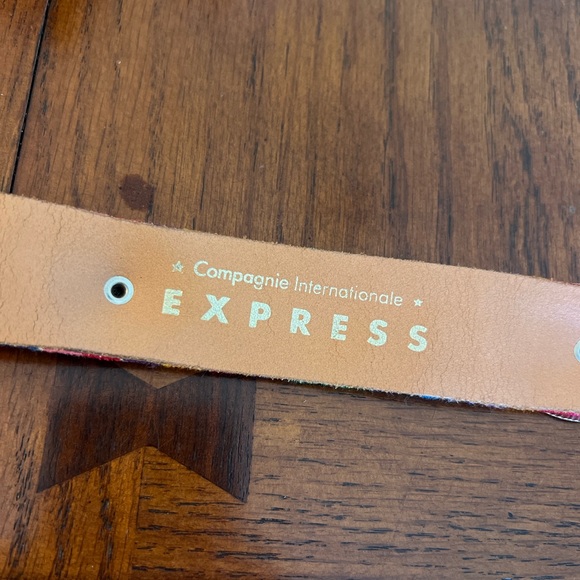 Vintage Leather Colorful Boho Embroidered Belt with Buckle and Rivet Detail - Picture 7 of 8